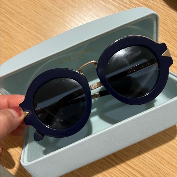 Karen Walker Accessories Karen Walker Maze Navy Round Sunglasses W